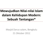 Mewujudkan Nilai Nilai Islam Dalam Kehidupan Modern Sebuah Tantangan N